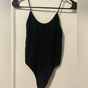 Black body suit with thong bottom